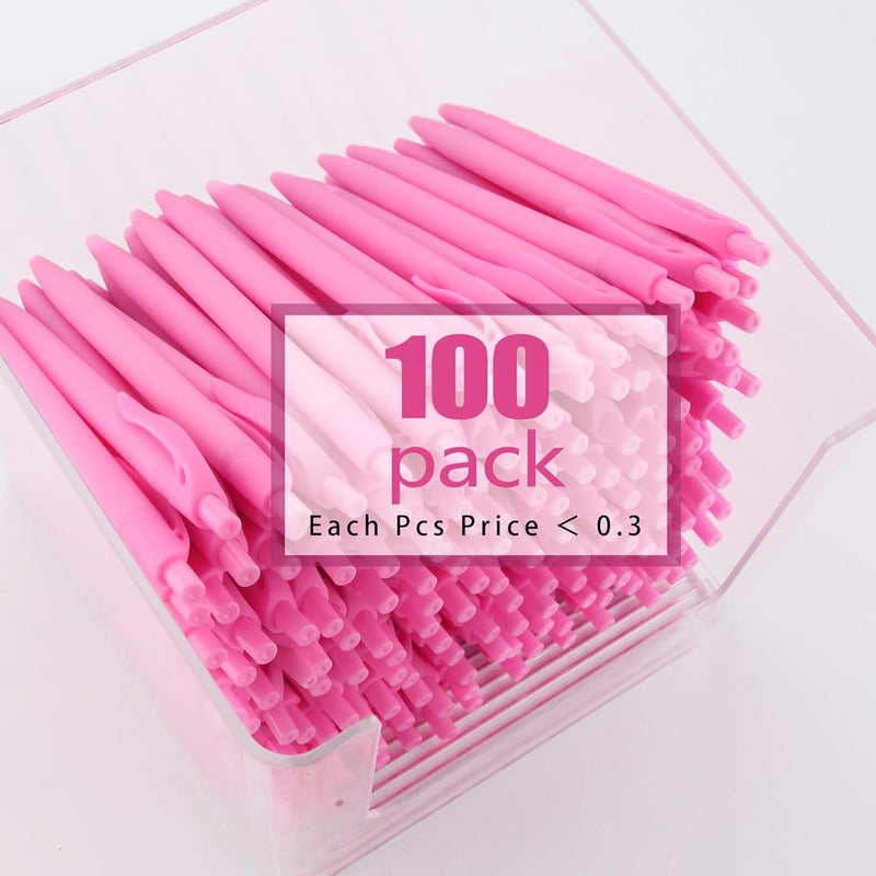 deegtran Pens Bulk, 100 Pack No Bleed Pink Barrel Click Pens, Medium Point, Smooth Ink, 1.0MM Black Ink - Image 3